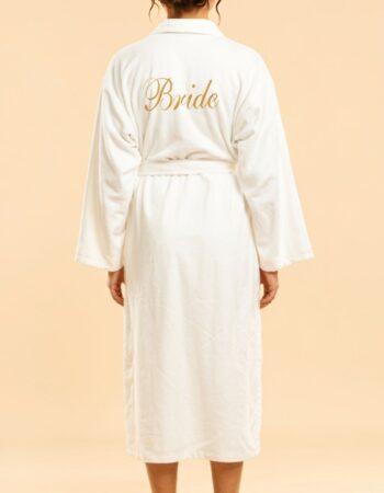 Bride Nakışlı Uzun Bornoz Gold