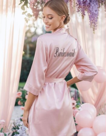Bridesmaid Nakışlı Nedime Sabahlığı Pudra