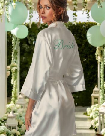 Bride Nakışlı Gelin Sabahlığı Mint Yeşili
