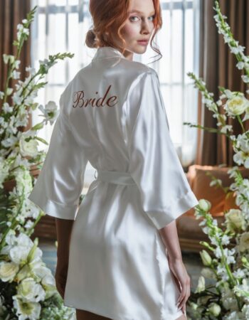 Bride Nakışlı Gelin Sabahlığı Fındık Kahve