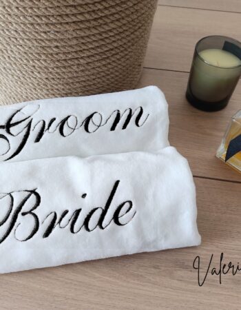 Bride & Groom Siyah Nakışlı El Havlusu 2’li Set