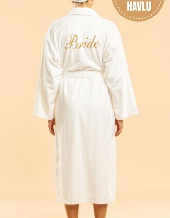 Bornoz & Havlu 2’li Set –  Gold Bride Nakışlı