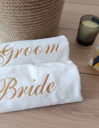 Bride & Groom Gold Nakışlı El Havlusu 2'li Set